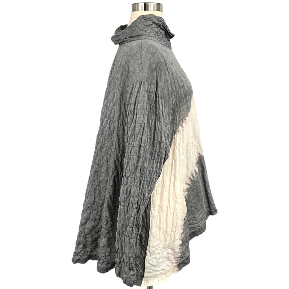 Steve Sells Studio Tie Dye Tunic Size S / M Gray Ivory Cowl Neck Long Sleeve - Picture 6 of 8